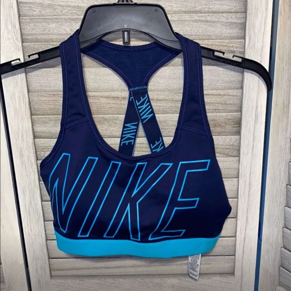 Nike Women's Navy and Teal Sports Bra